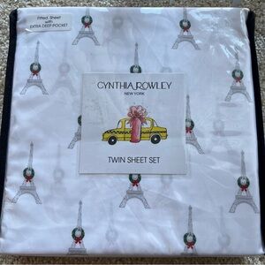 Cynthia Rowley Twin Sheet Set with Eiffel Tower and Taxi Design